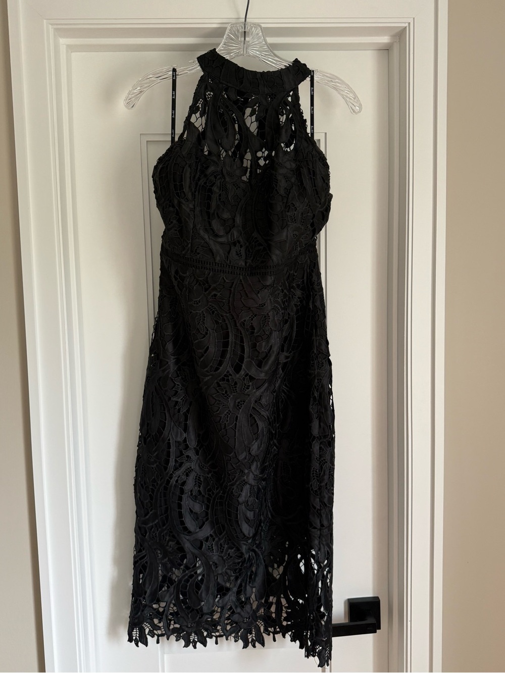 Bardot Black Lace High Neck Midi Dress Size 8 M
